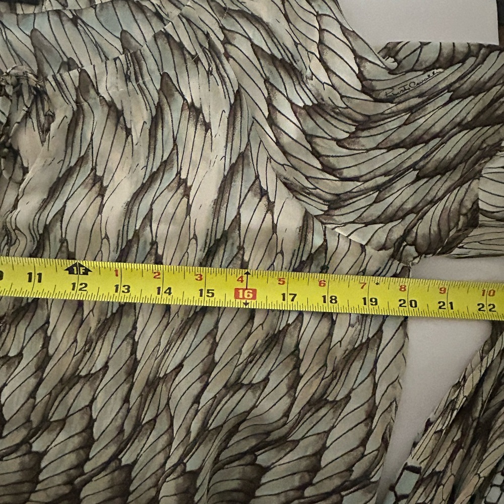 Roberto Cavalli Beige and Black Feather-Print Peasant Blouse - Picture 11 of 11